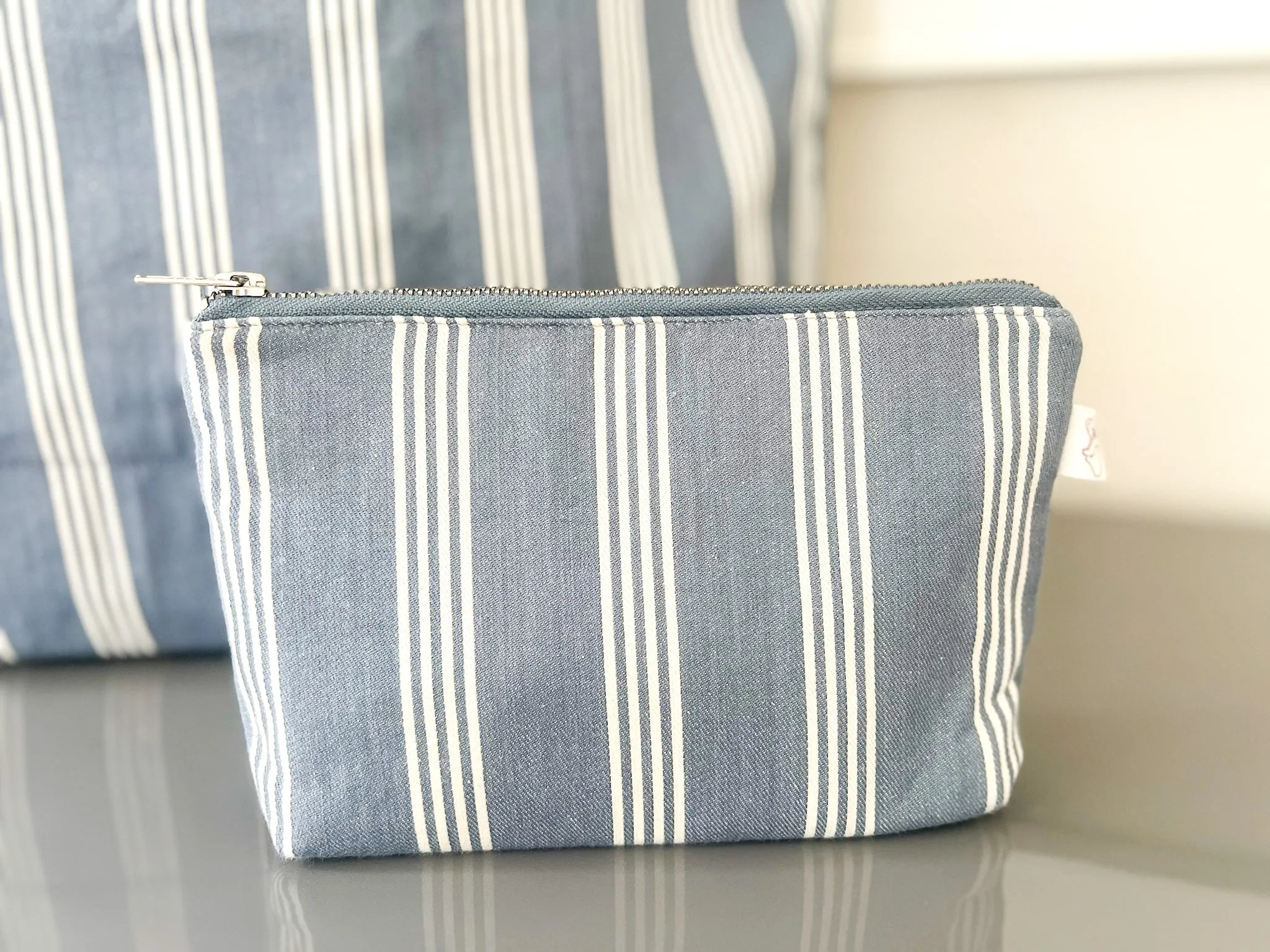 Koala Basics: Makeup Bag: Blue Ticking Stripe