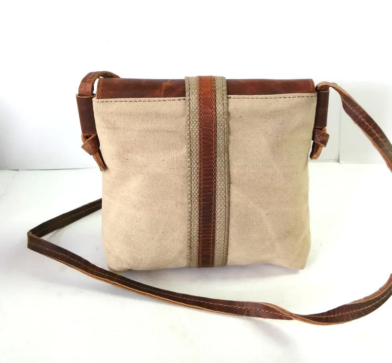 Leather and Canvas Mini Sling Bag