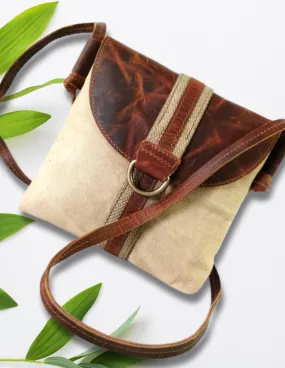 Leather and Canvas Mini Sling Bag