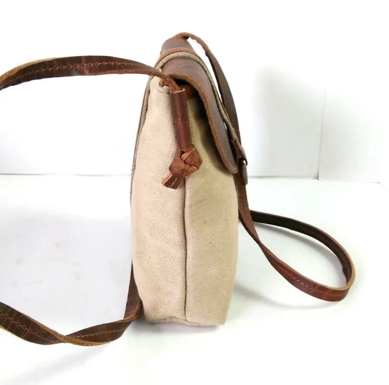 Leather and Canvas Mini Sling Bag