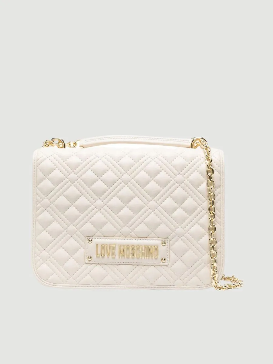 logo-plaque quilted shoulder bag