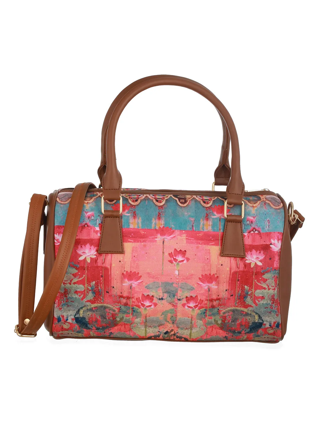 Lotus Motifs Printed Duffel Bag