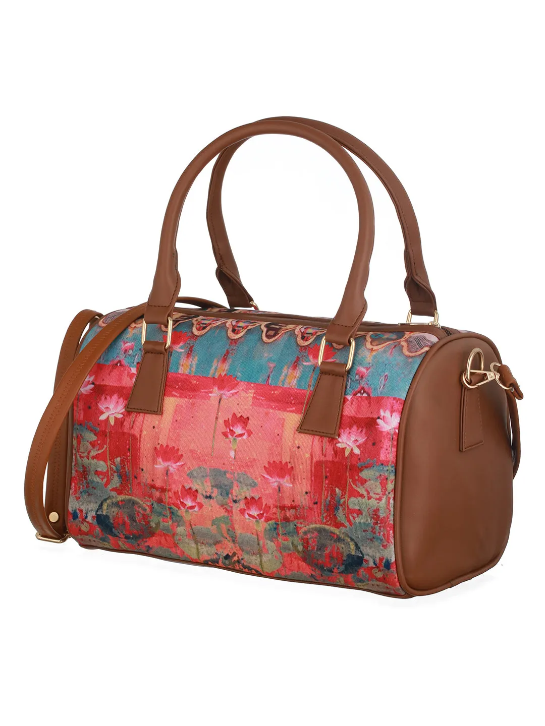 Lotus Motifs Printed Duffel Bag