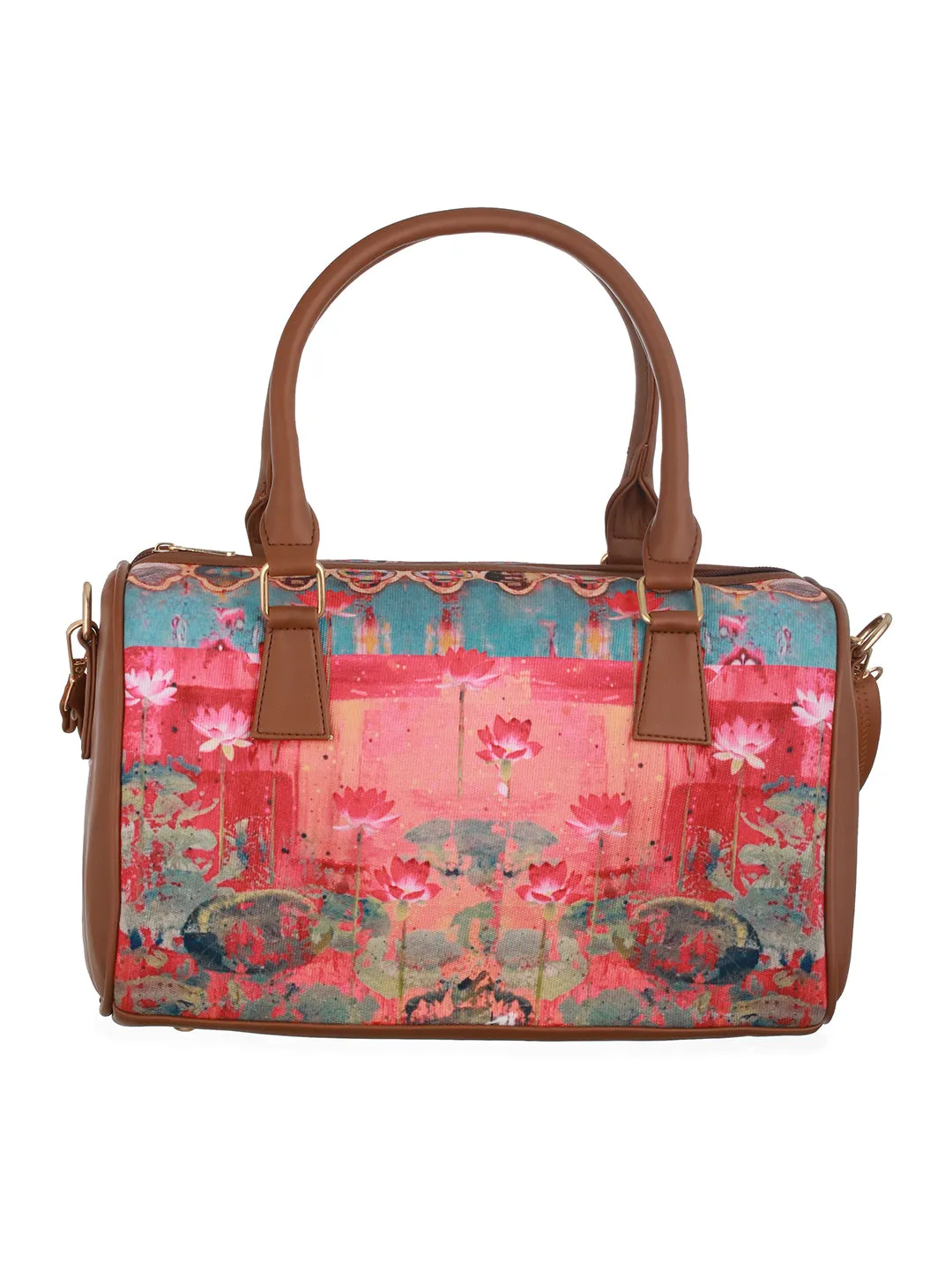 Lotus Motifs Printed Duffel Bag