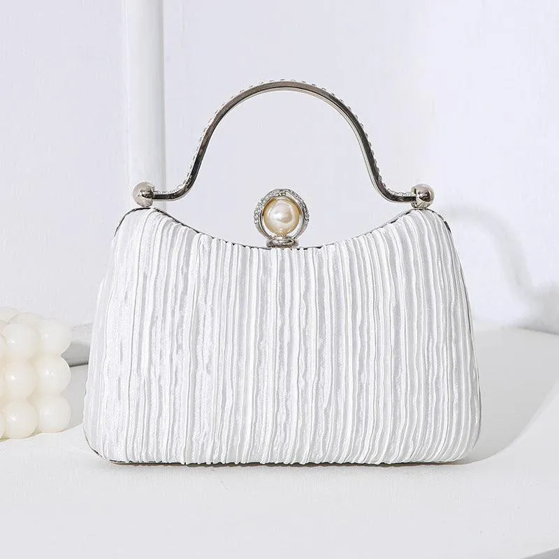 MAC071 Pearl Bag Banquet Bag Pleated Diamond Encrusted Handbag