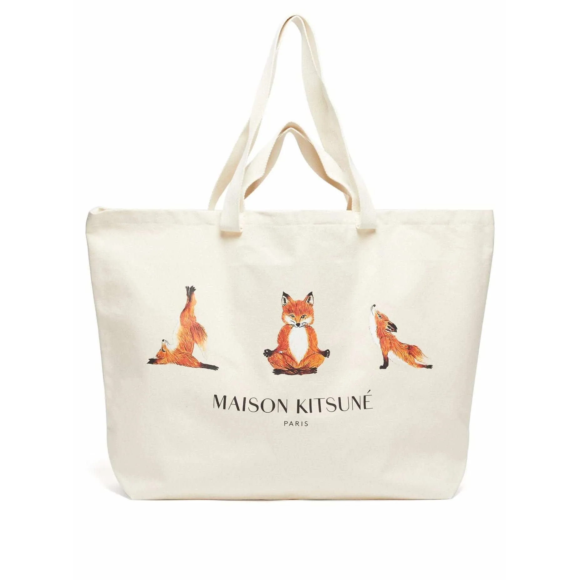 Maison Kitsune XXL Logo-Print Cotton-Canvas Tote Bag