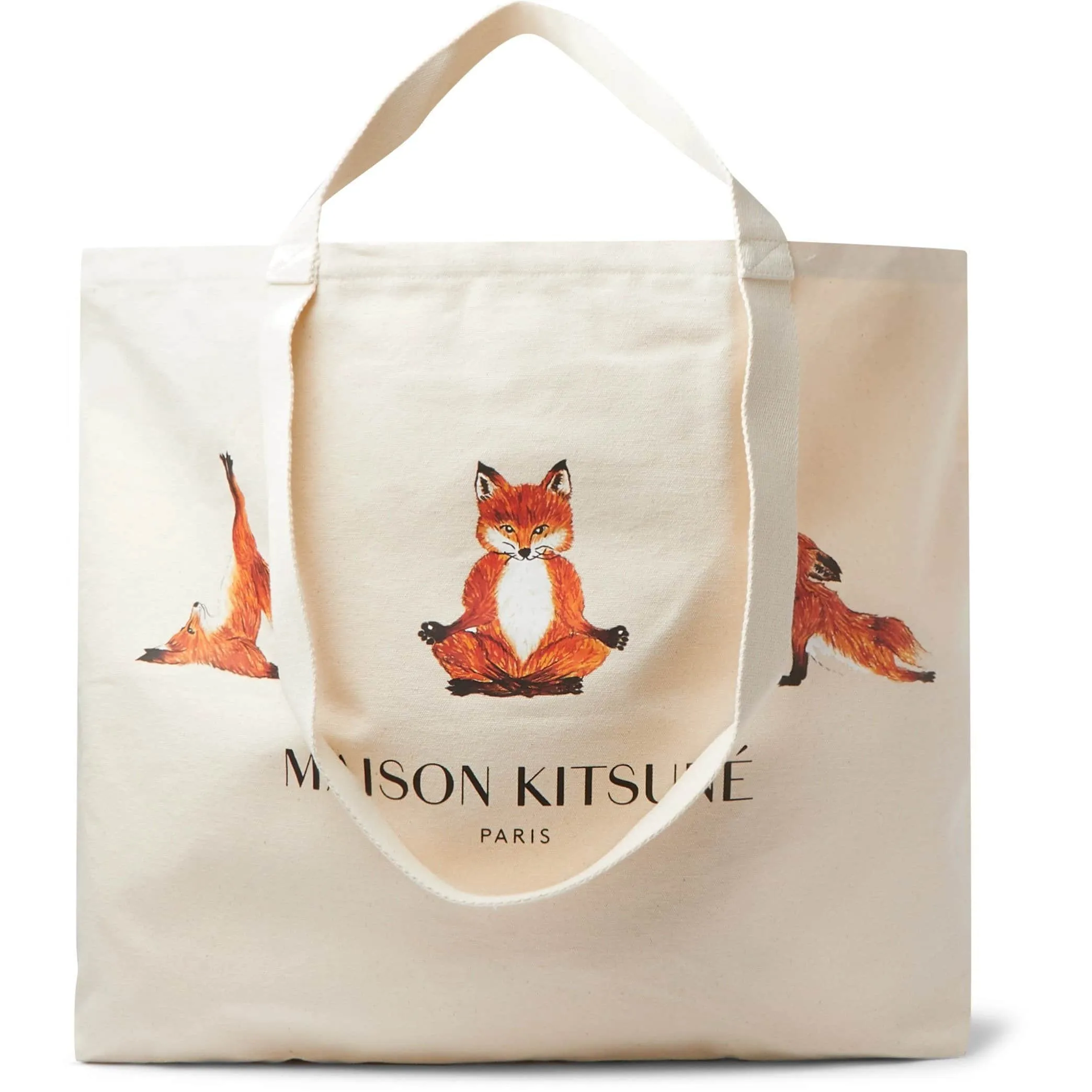 Maison Kitsune XXL Logo-Print Cotton-Canvas Tote Bag