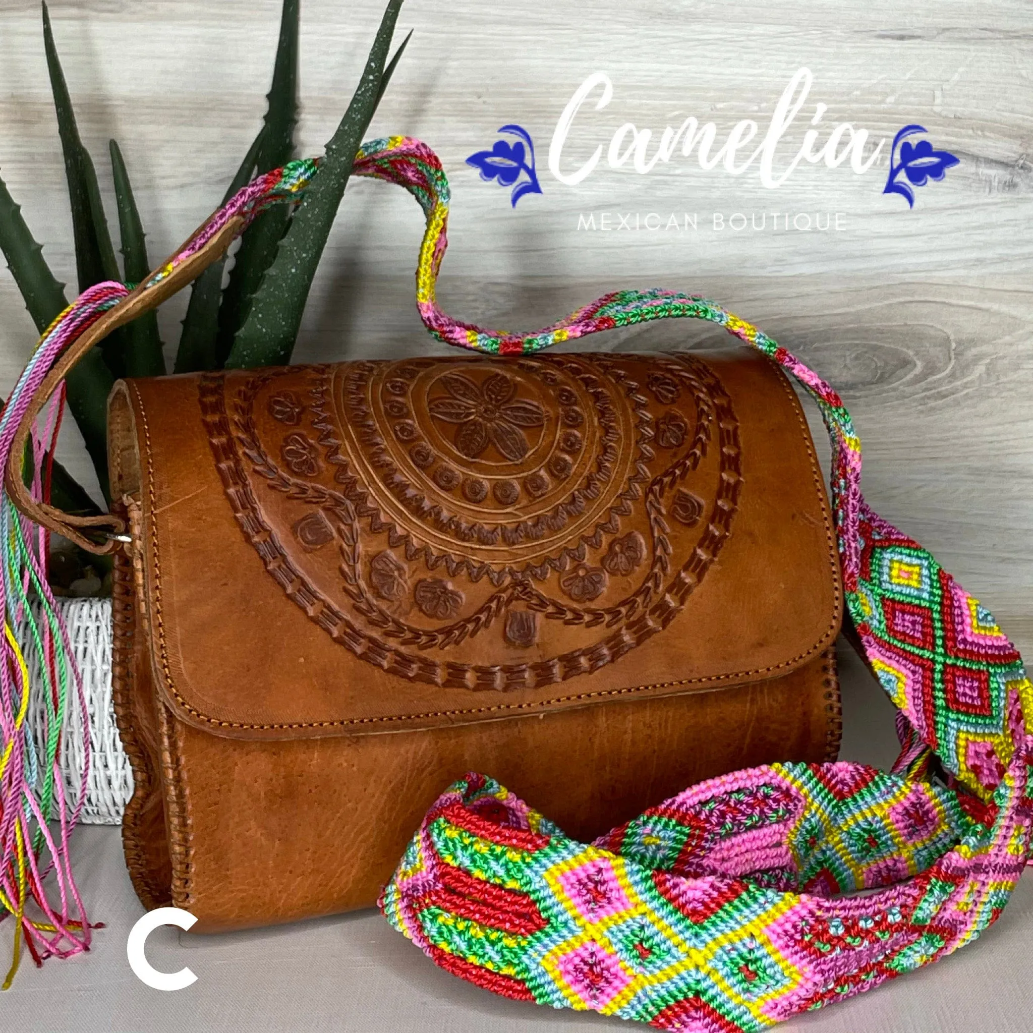 Mexican Leather Saddle Flap Crossbody Bag - Hand Tooled