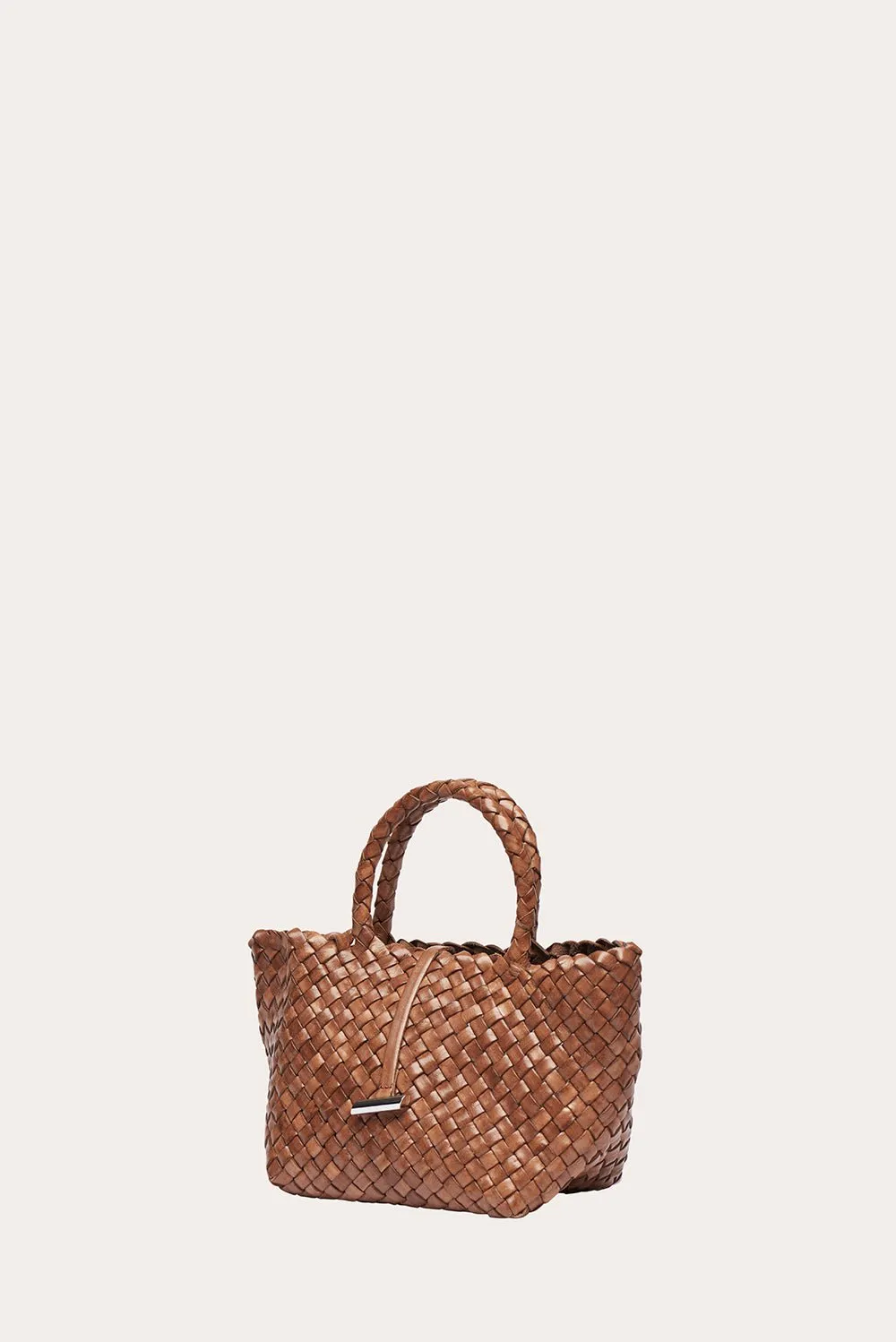 Mini Leather Basket Light Brown