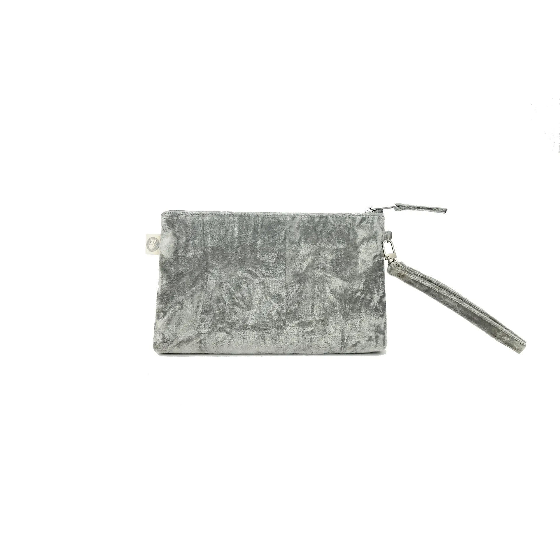 Mini Luxe Clutch with Wristlet: Grey Crushed Velvet