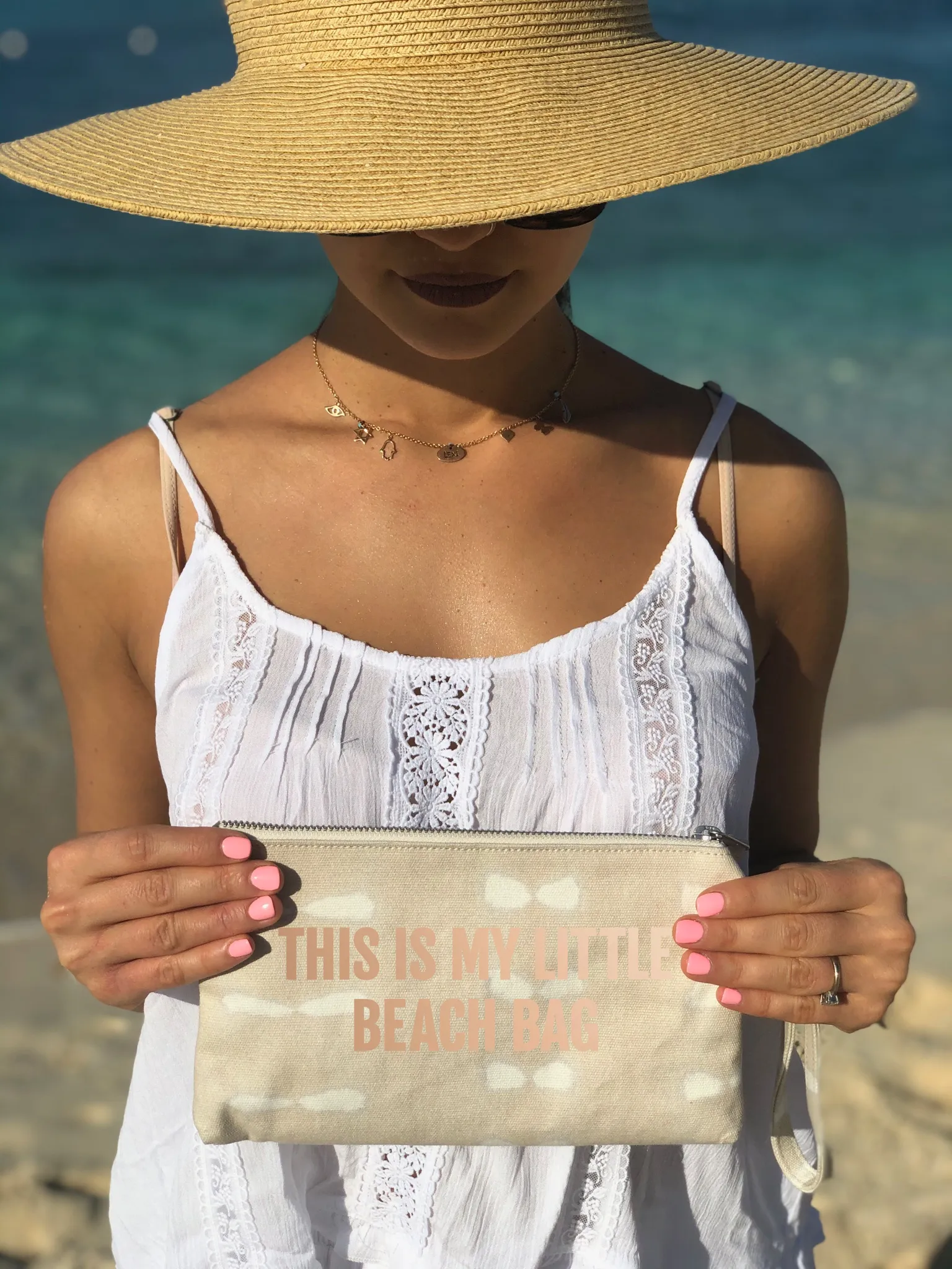 Mini Luxe Clutch Wristlet: Stone Shibori Rose Gold "This is my Little Beach Bag"