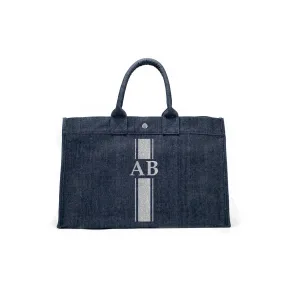 Monogram Stripe: Denim East West Bag