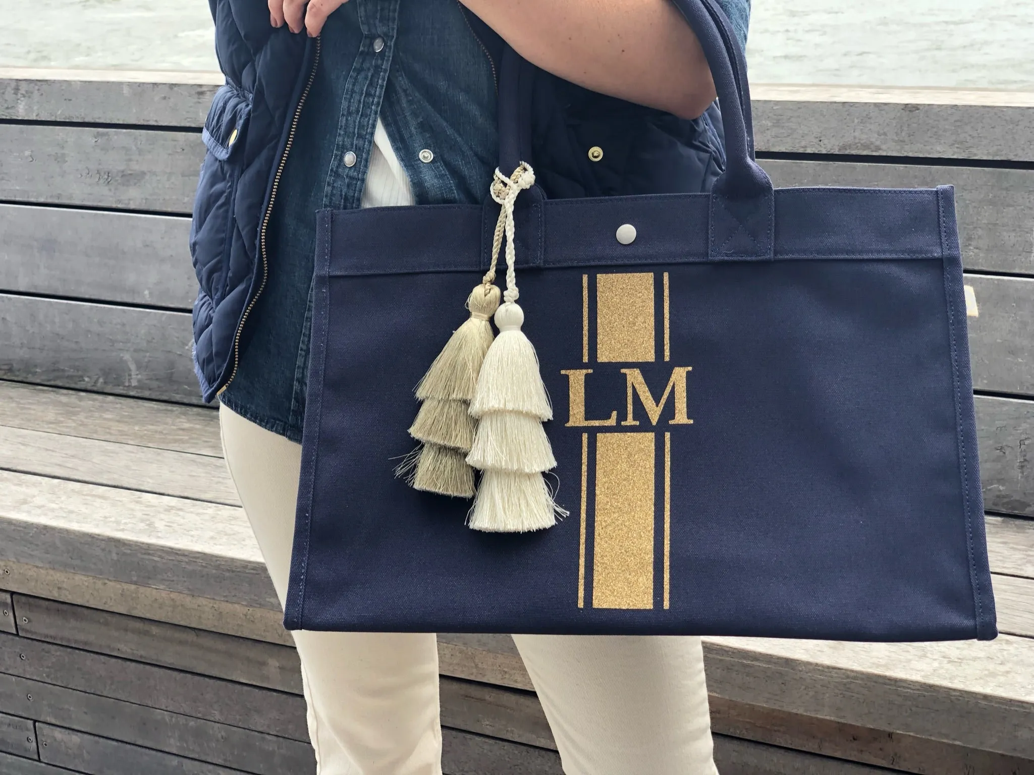 Monogram Stripe: East West Bag