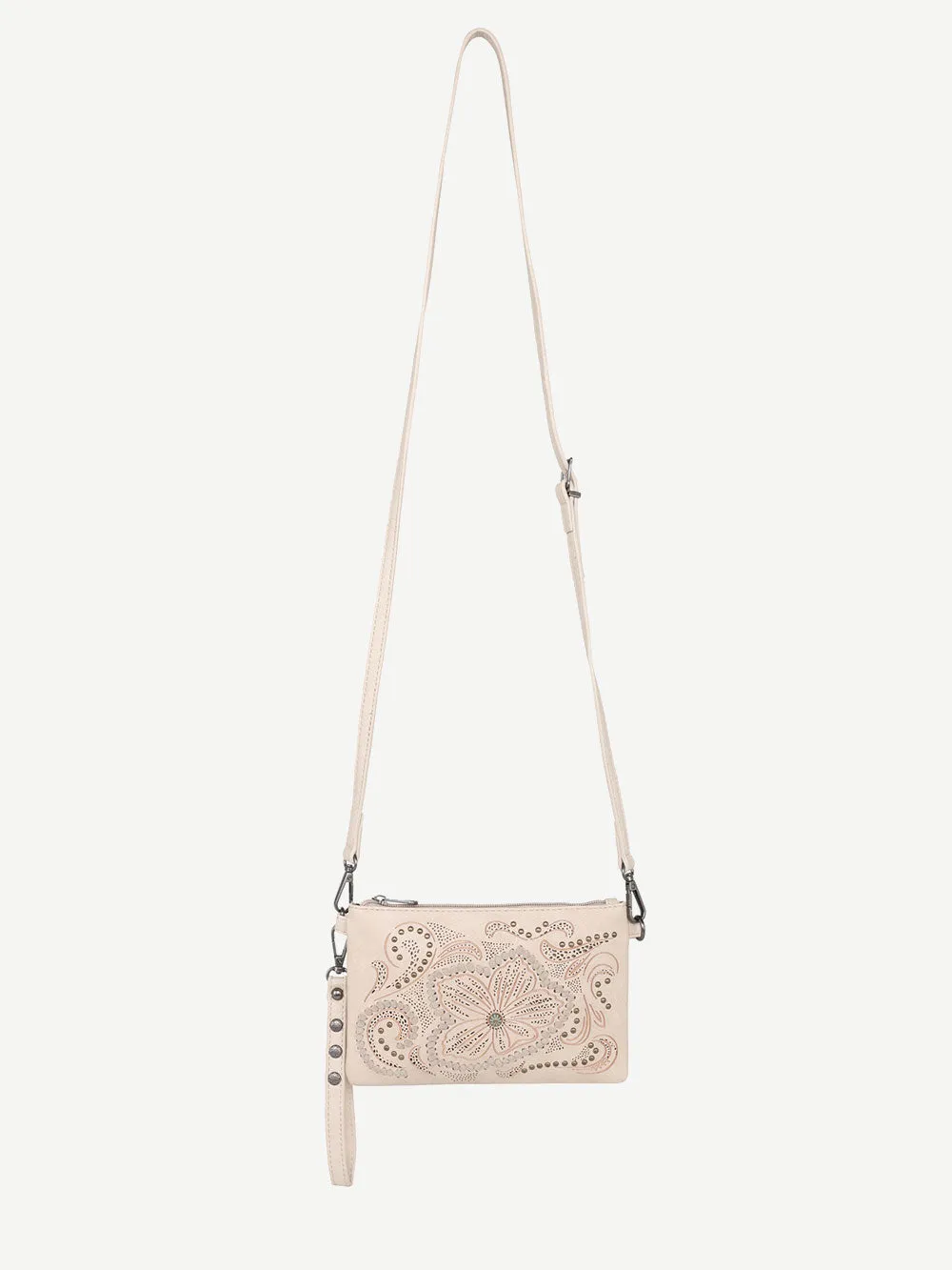 Montana West Cut-out Floral Embossed Crossbody Wristlet