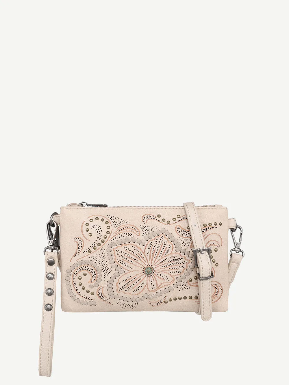 Montana West Cut-out Floral Embossed Crossbody Wristlet