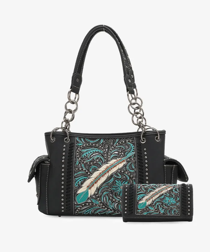 Montana West Embroidered Concealed Carry Satchel Bag