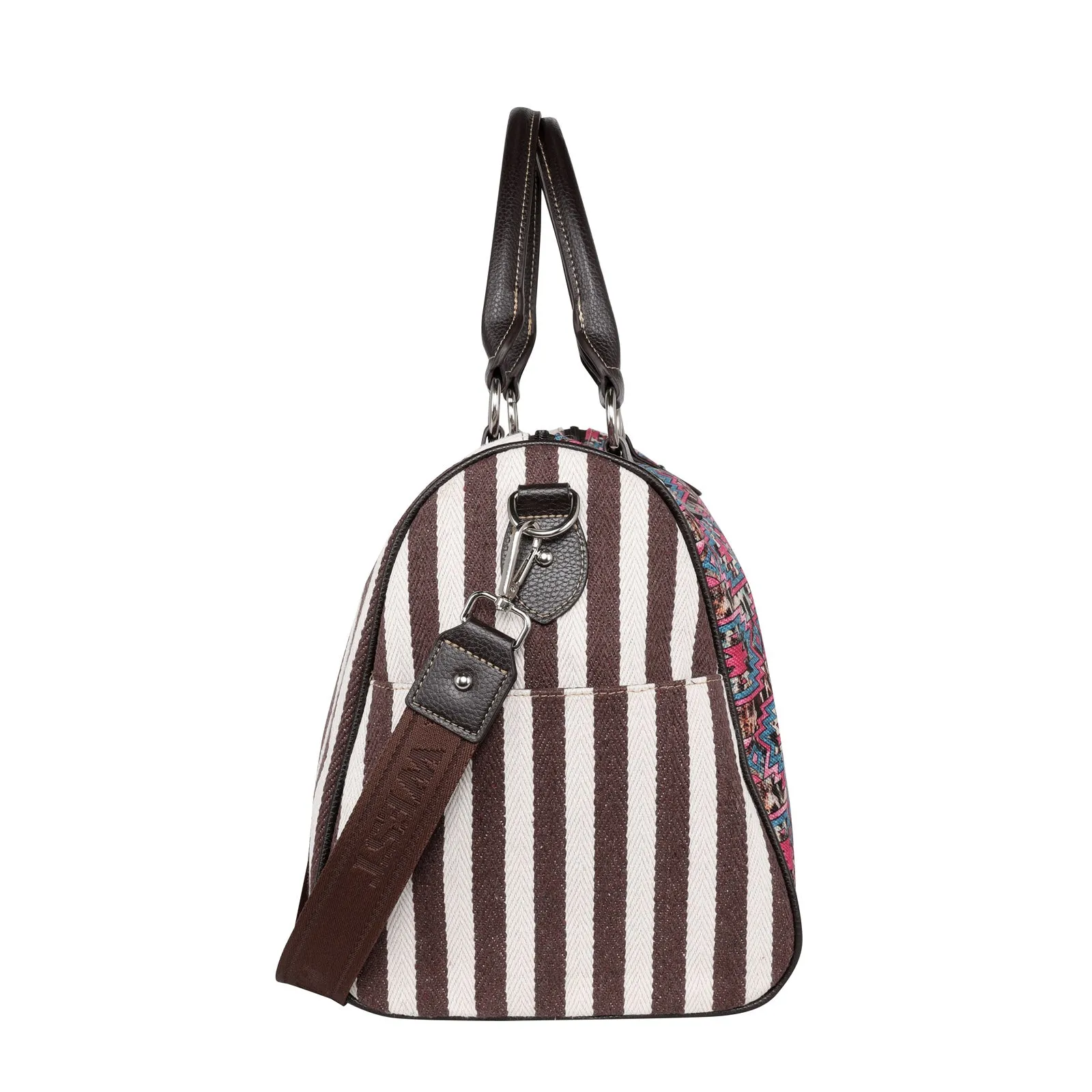 MW1230-5110 Montana West Aztec Cowhide Print Canvas Weekender Bag