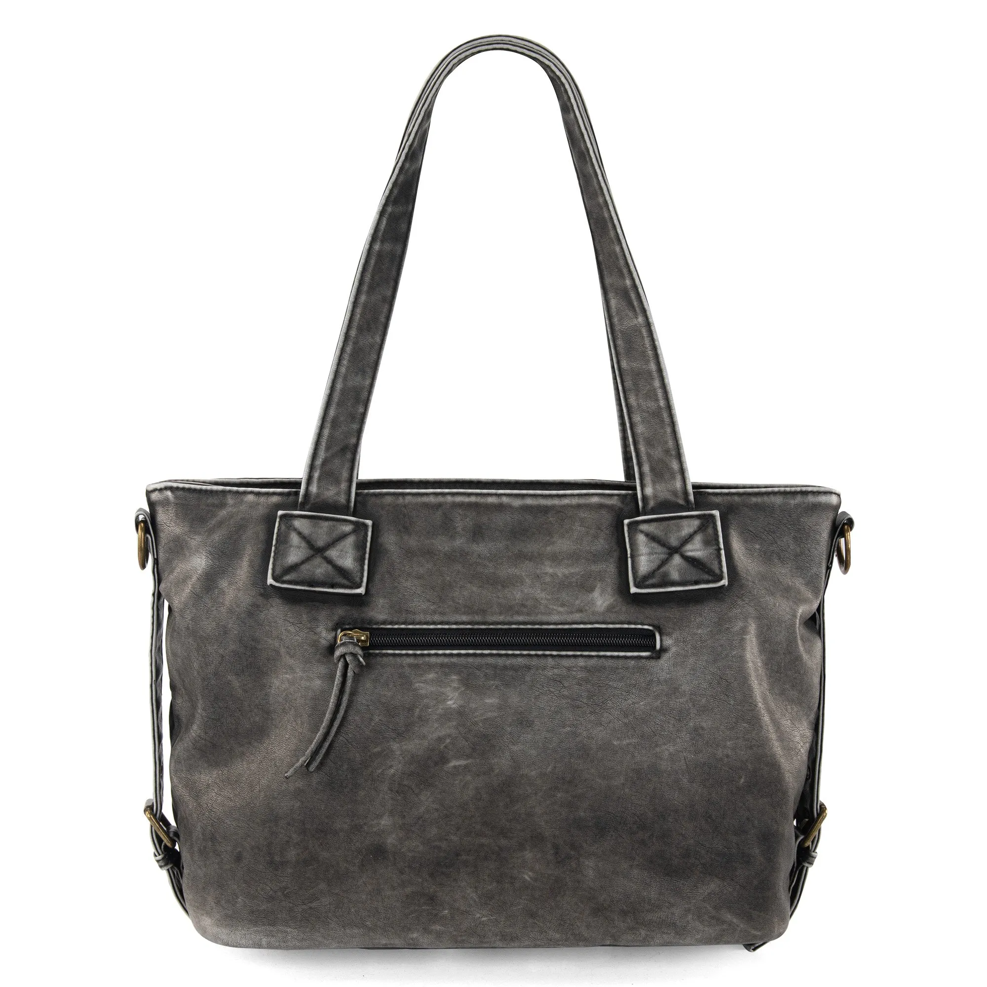 MWC-224 Montana West Stone Wash Tote - Black