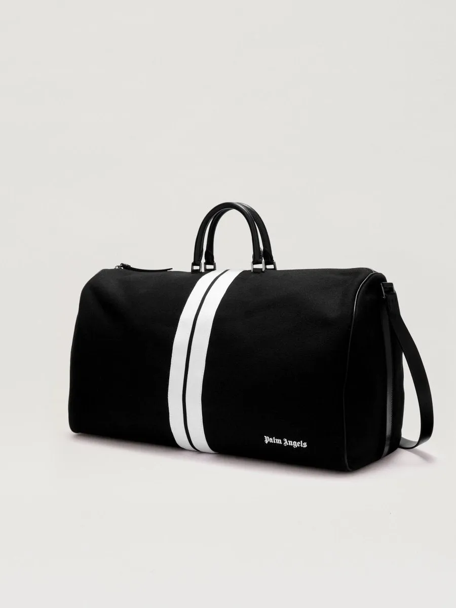 Palm Angels Black Cotton Venice Track Travel Duffel Bag