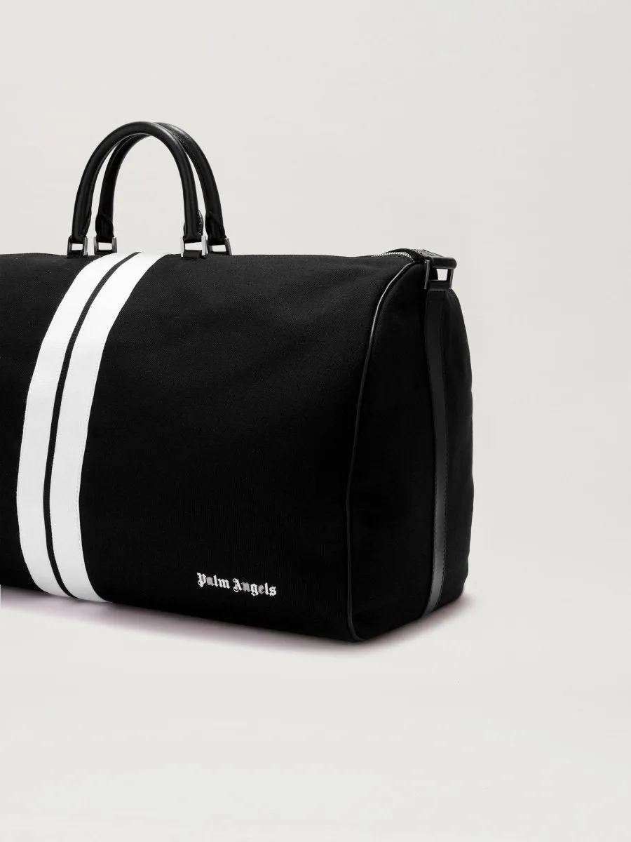 Palm Angels Black Cotton Venice Track Travel Duffel Bag