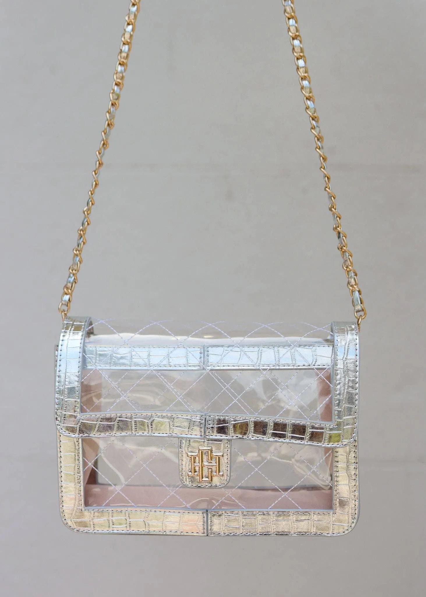 Quinn Quilted Clear Bag SILVER