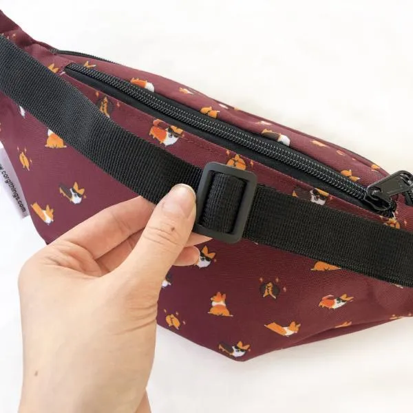 "Cool Corgis" Burgundy Red Fanny Pack