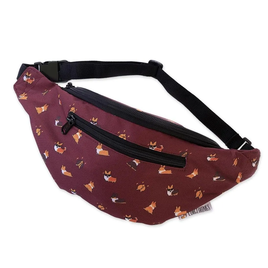 "Cool Corgis" Burgundy Red Fanny Pack