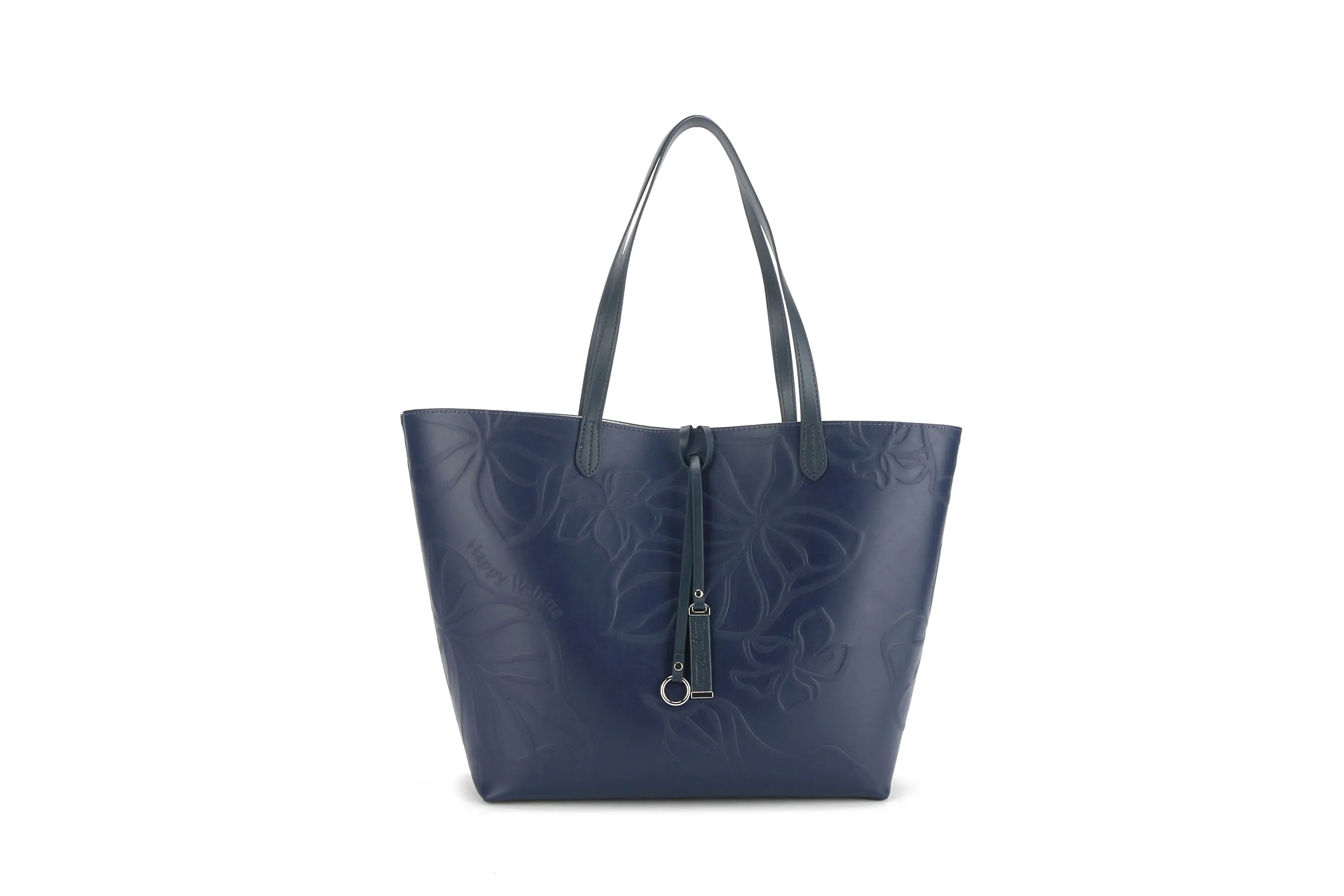 Reversible Tote Nancy Large Kalo Embossed Navy