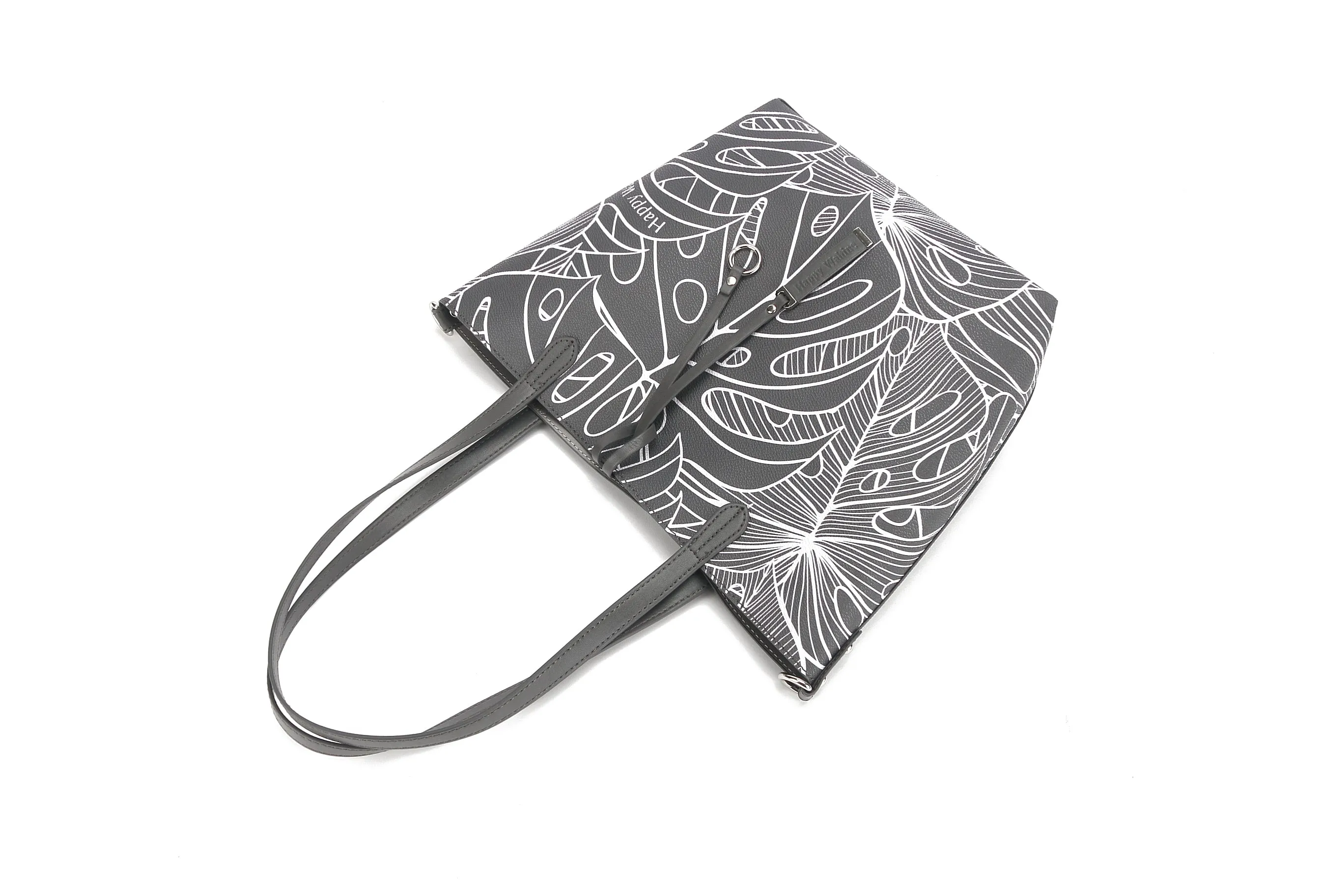 Reversible Tote Nancy Small Monstera Lines Grey