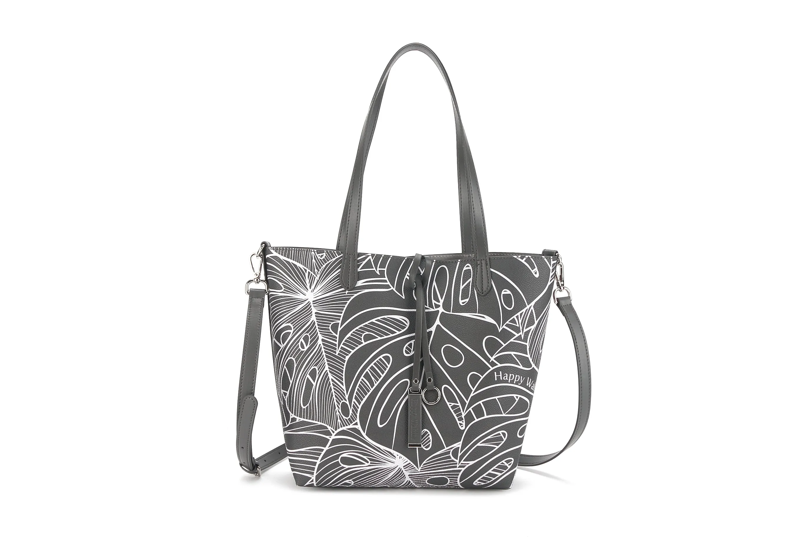 Reversible Tote Nancy Small Monstera Lines Grey