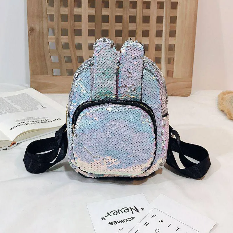 Sequin Decor Rabbit Ear Small Size Backpack