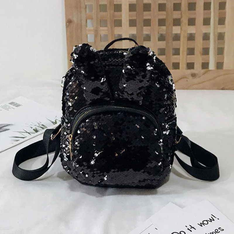 Sequin Decor Rabbit Ear Small Size Backpack