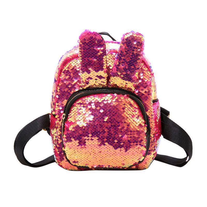 Sequin Decor Rabbit Ear Small Size Backpack