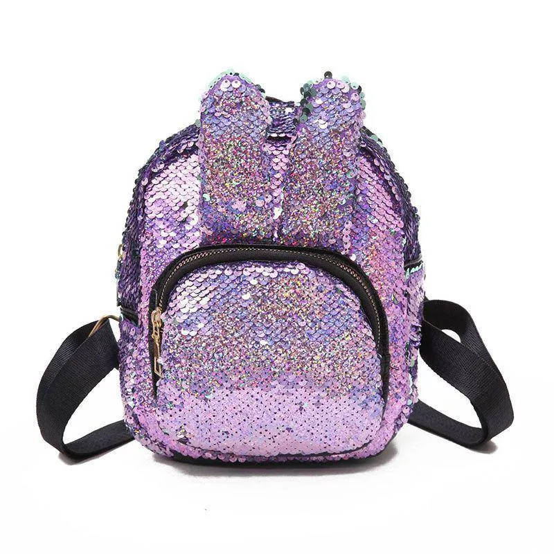 Sequin Decor Rabbit Ear Small Size Backpack