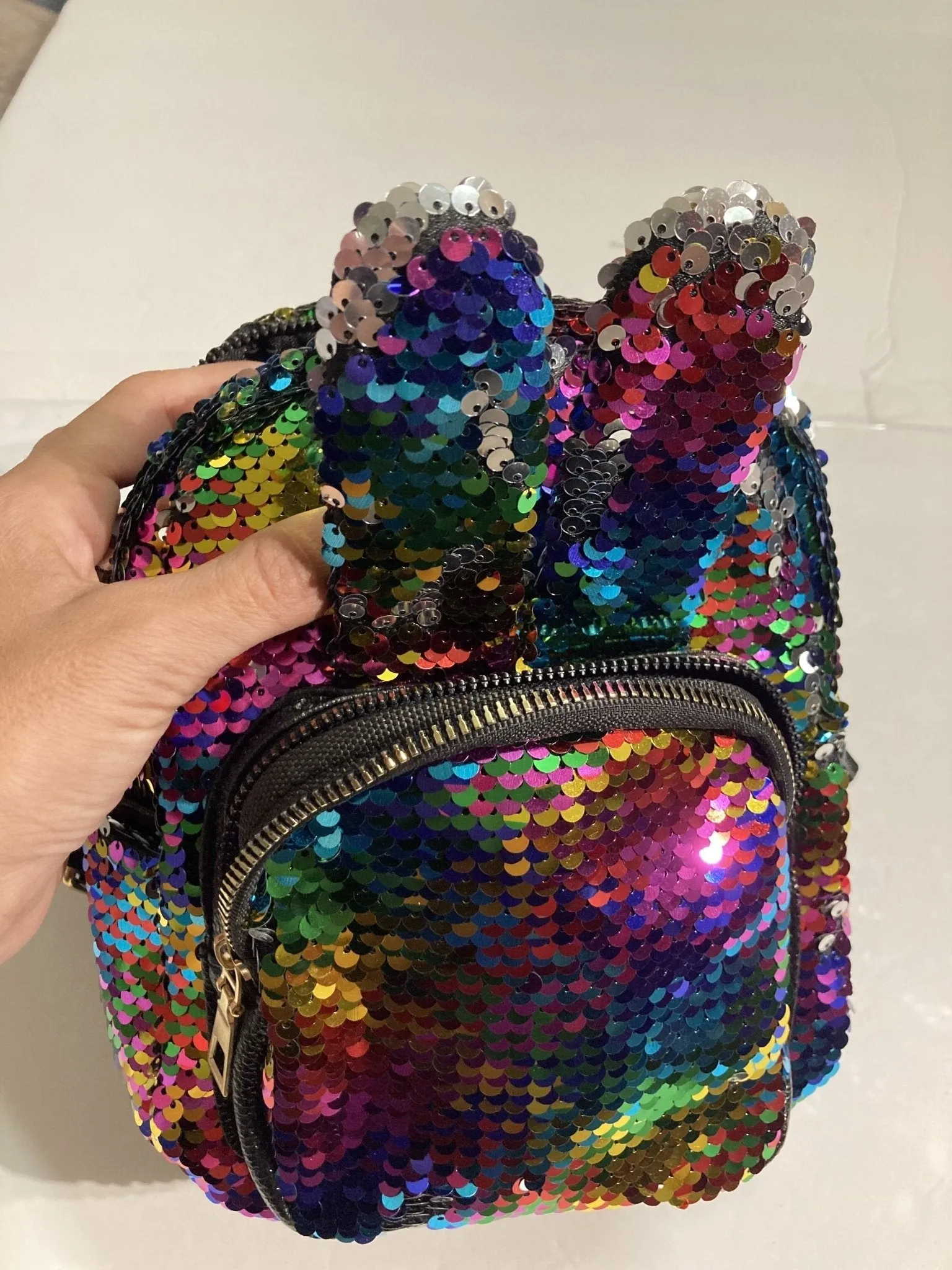 Sequin Decor Rabbit Ear Small Size Backpack