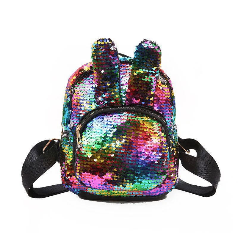 Sequin Decor Rabbit Ear Small Size Backpack