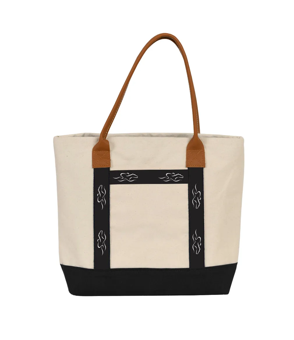 Signature Lined Tote Purse - Black