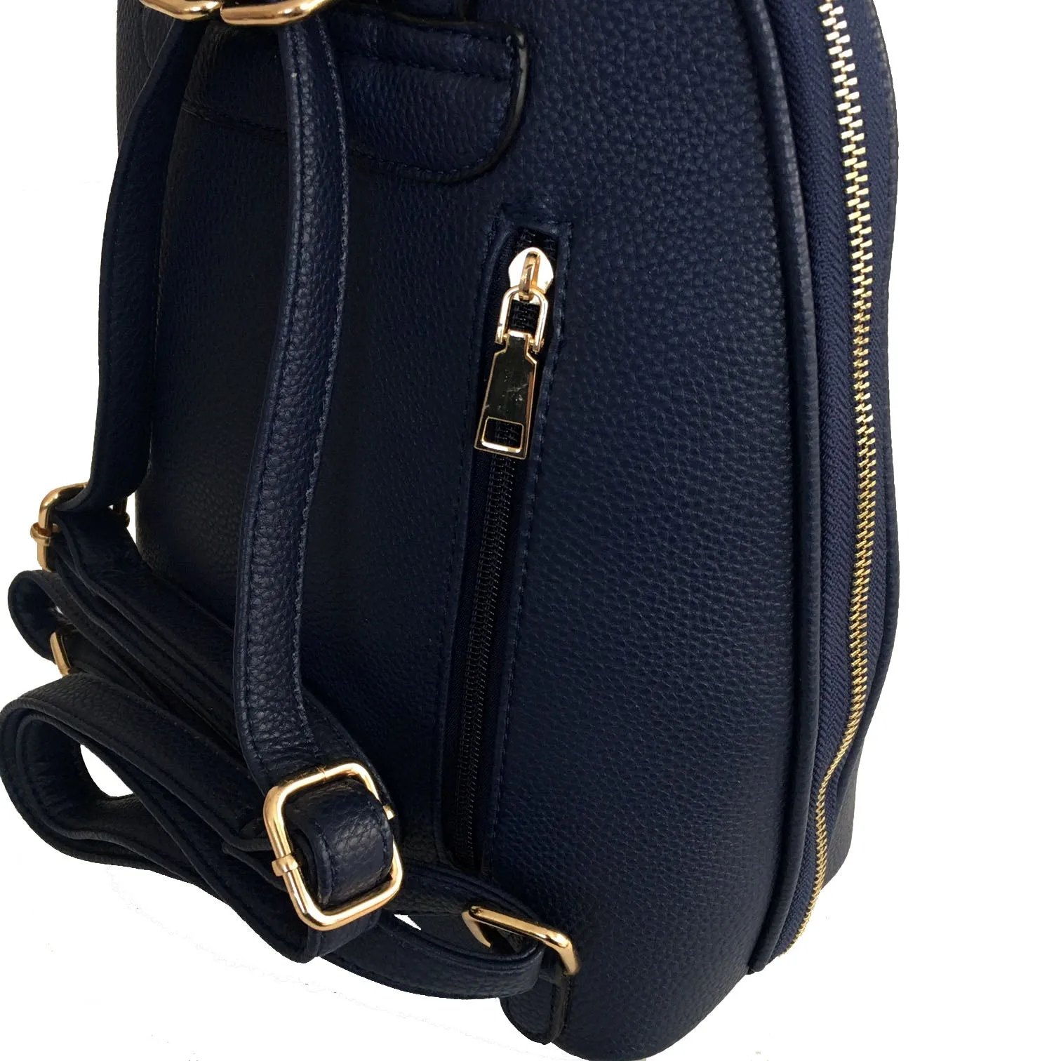 SMALL MULTI COMPARTMENT CROSS BODY BACKPACK WITH TOP HANDLE - NAVY BLUE