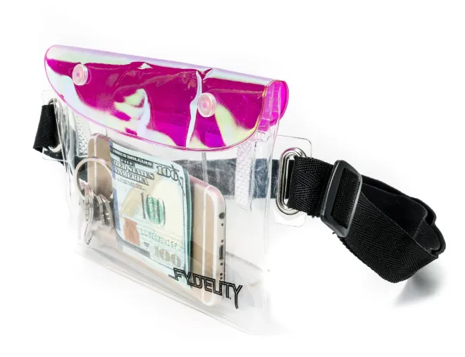 SplashPak Waterproof Fanny Pack-Clear Transparent-Plasm Pink