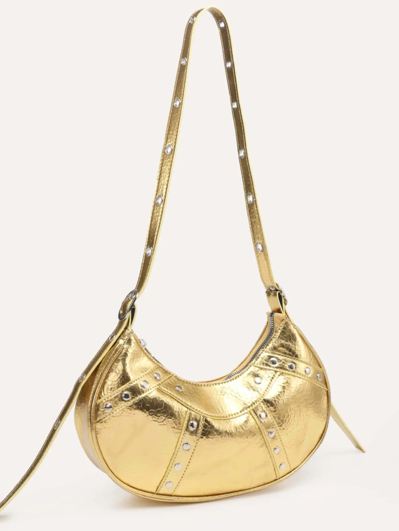 Studded Decor Hobo Bag