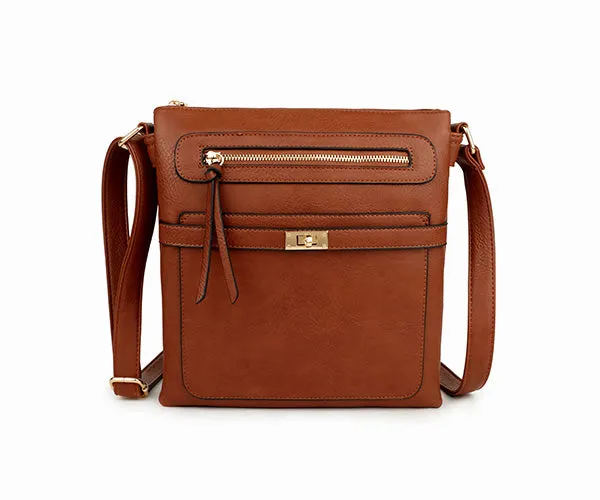 TAN MULTI COMPARTMENT CROSS BODY SHOULDER BAG