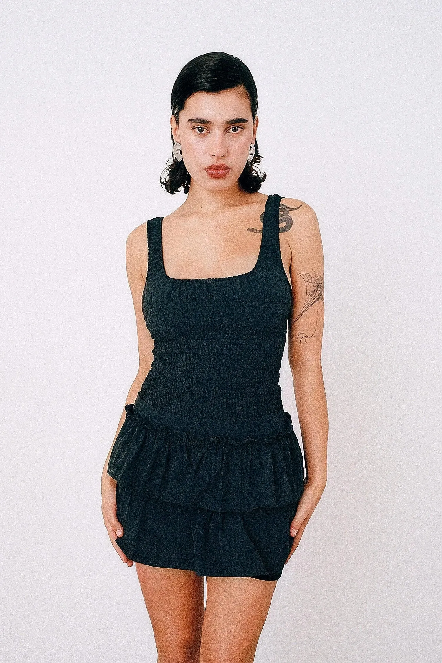 The Deba Ruffle Skort, Onyx