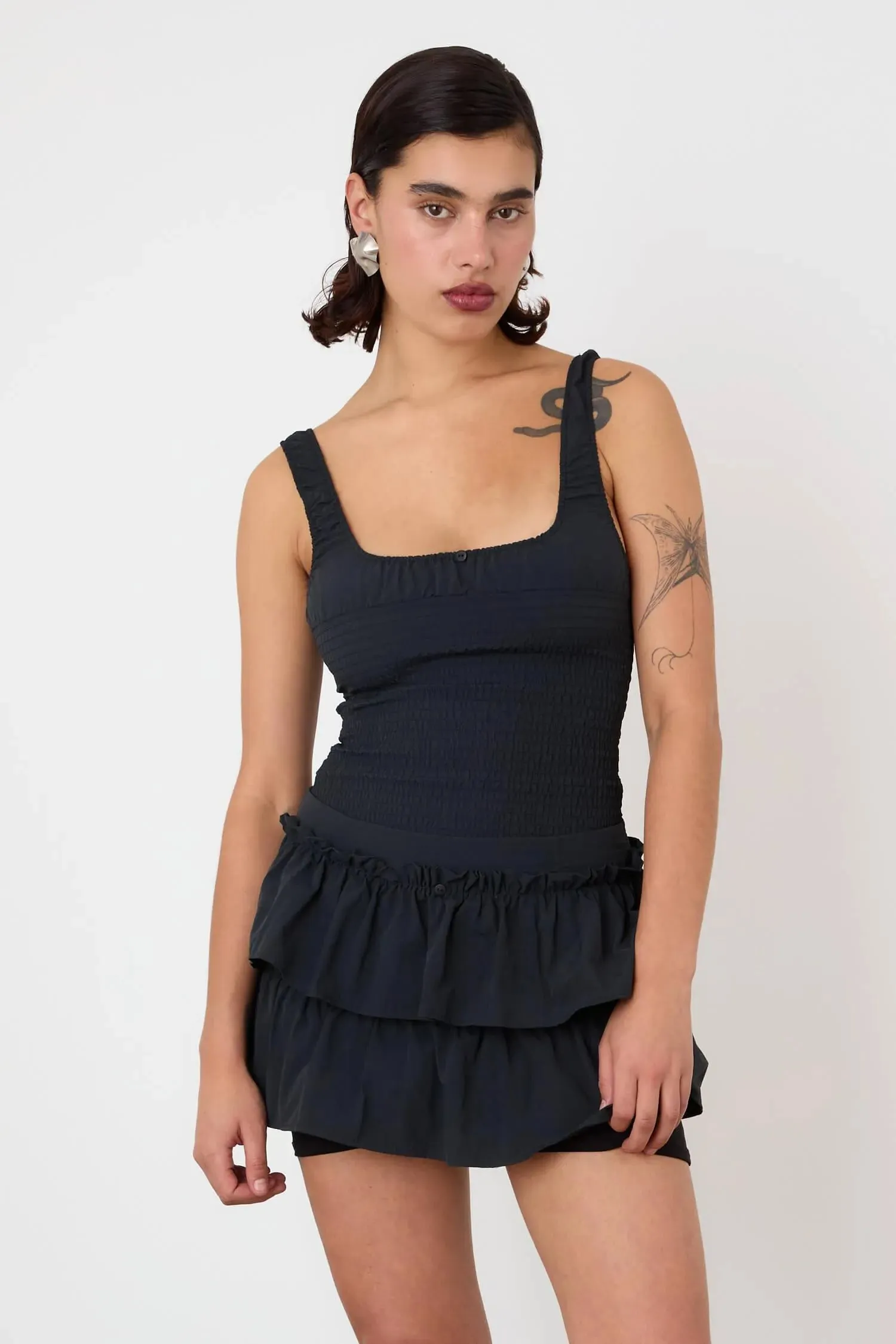 The Deba Ruffle Skort, Onyx