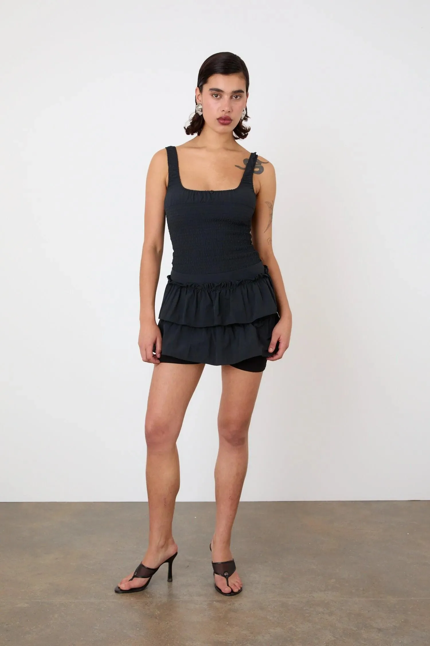 The Deba Ruffle Skort, Onyx