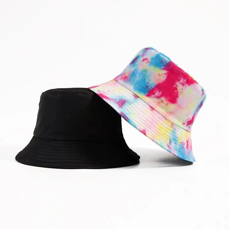 Unisex Reversible Tie Dye Solid Bucket Hat