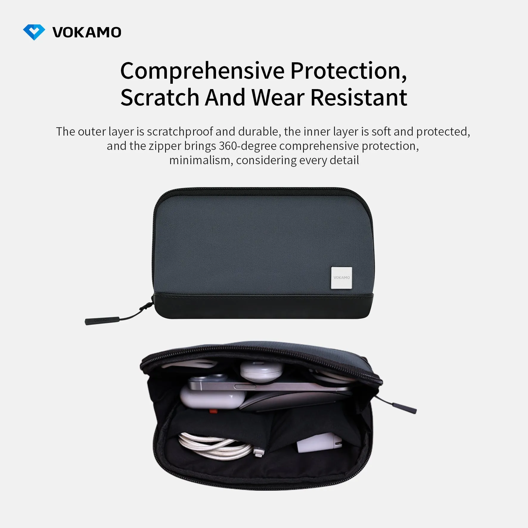 VOKAMO Portable Electronic Organizer Bag For Travel