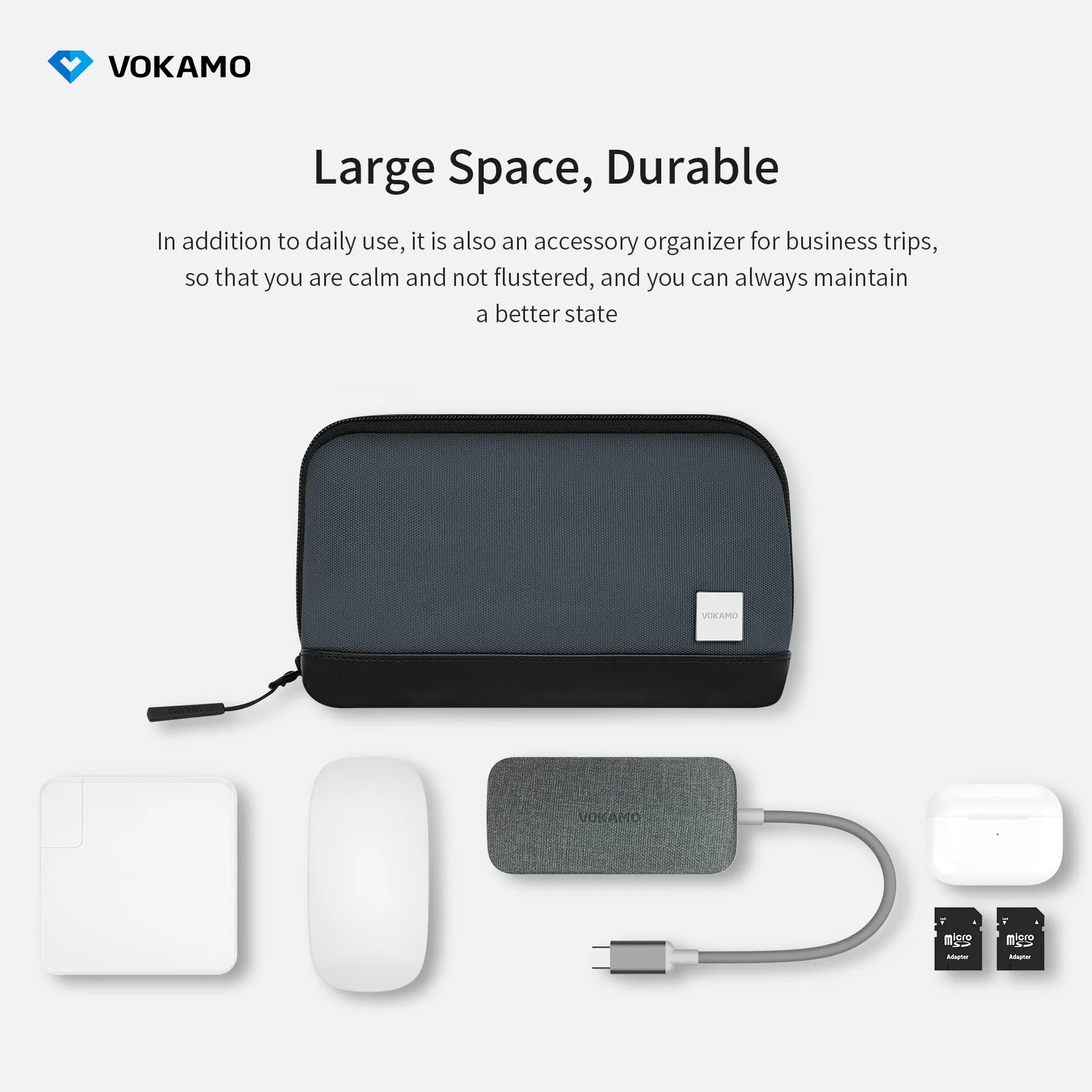 VOKAMO Portable Electronic Organizer Bag For Travel