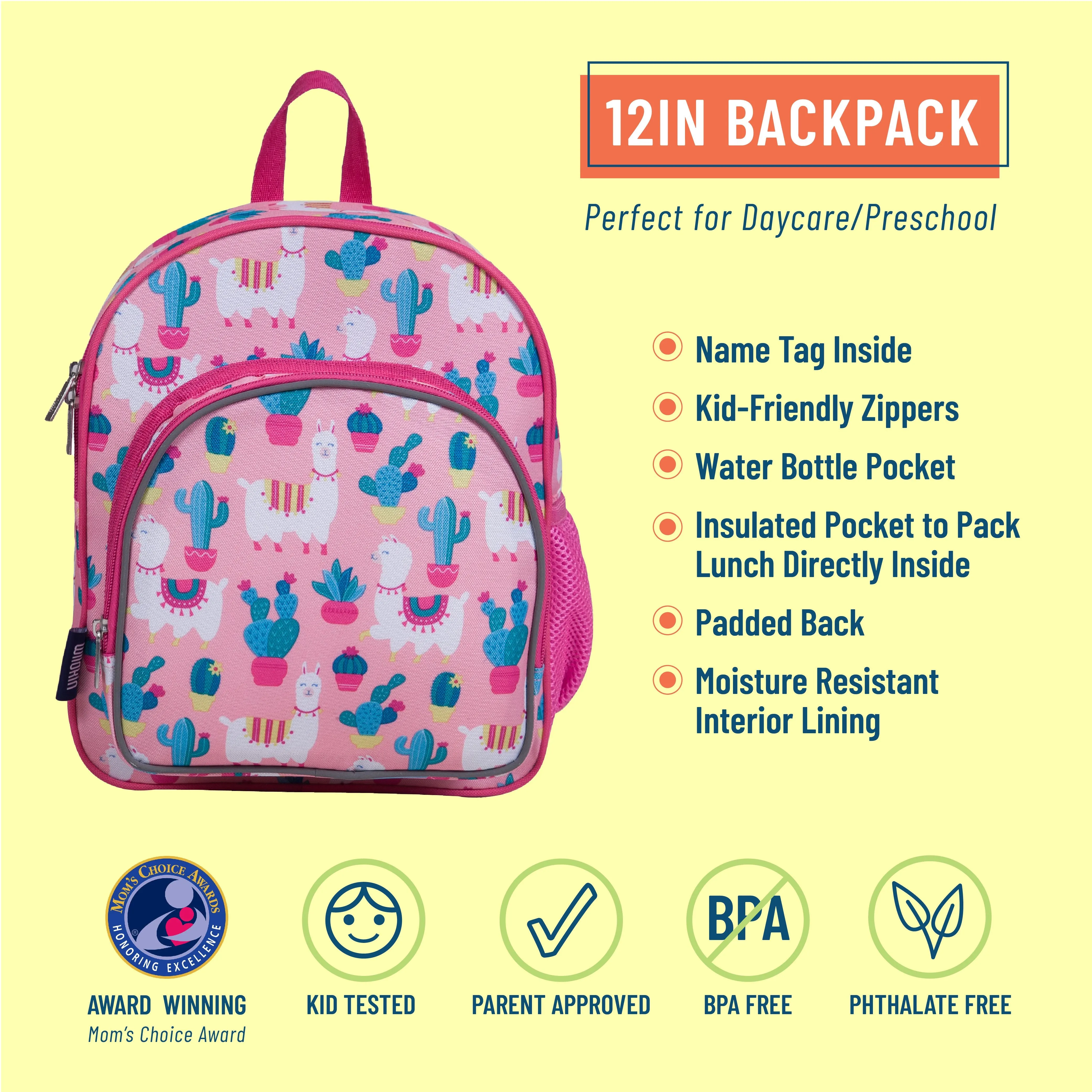 Wildkin Pink Llamas and Cactus Pack 'n Snack Backpack